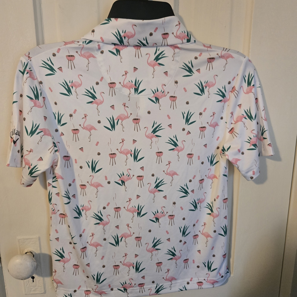 Callaway Boys Small White Flamingo‎ Print Shirt - Picture 4 of 4